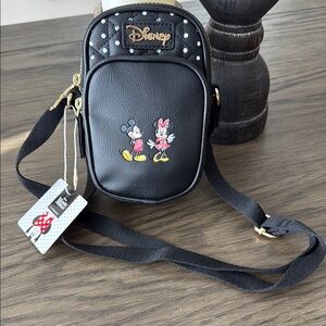 Disney Black and Gold Crossbody Bag with Mickey and Minnie